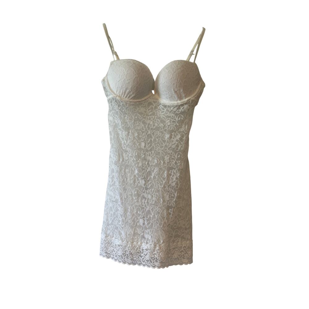 Victoria’s Secret NWT Small 34B White Lacy Slip Dress Nighty Lingerie Underwire